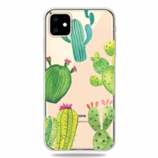 Capa Para iPhone 11 Cactos Aquarela