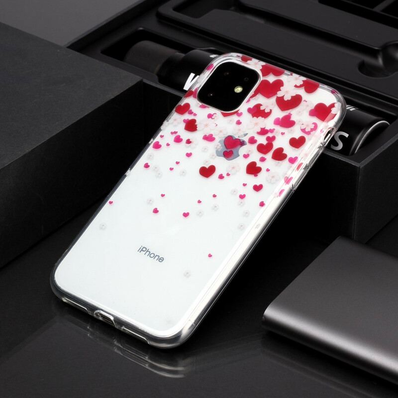 Capa Para iPhone 11 Chuva De Corações