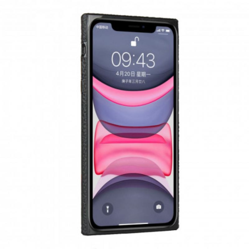 Capa Para iPhone 11 Couro Litchi Genuíno Com Alça