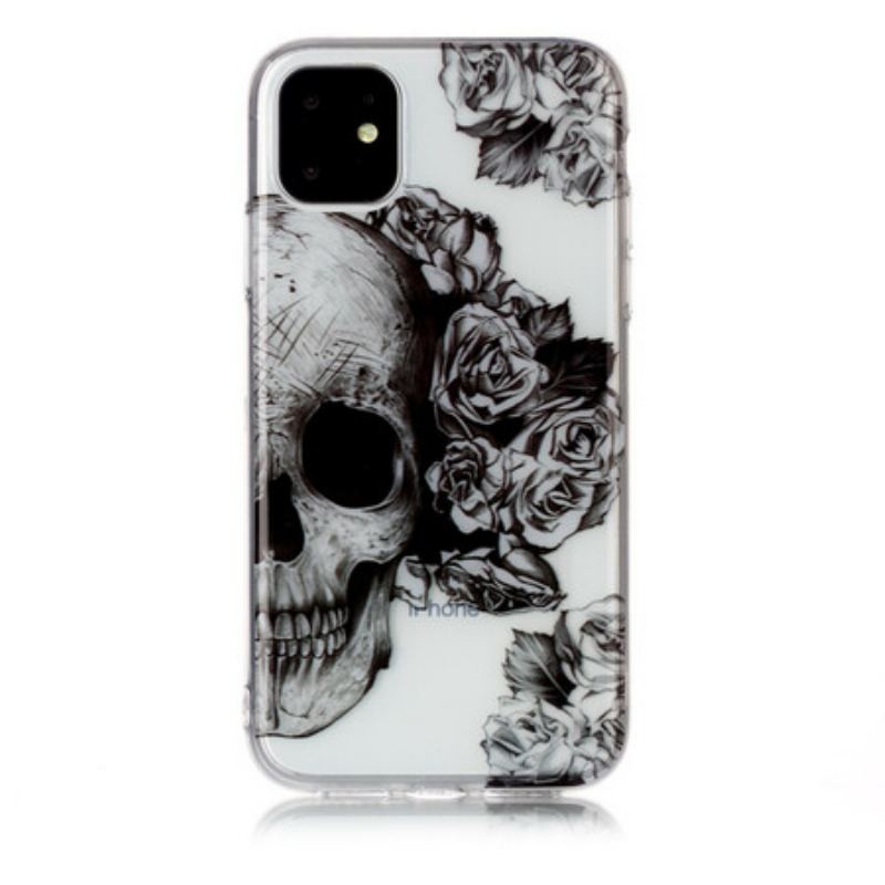 Capa Para iPhone 11 Crânio Floral Transparente