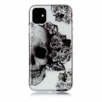 Capa Para iPhone 11 Crânio Floral Transparente