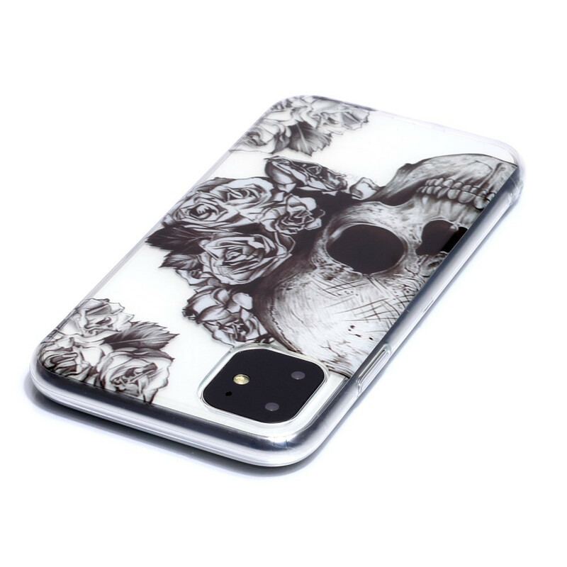 Capa Para iPhone 11 Crânio Floral Transparente