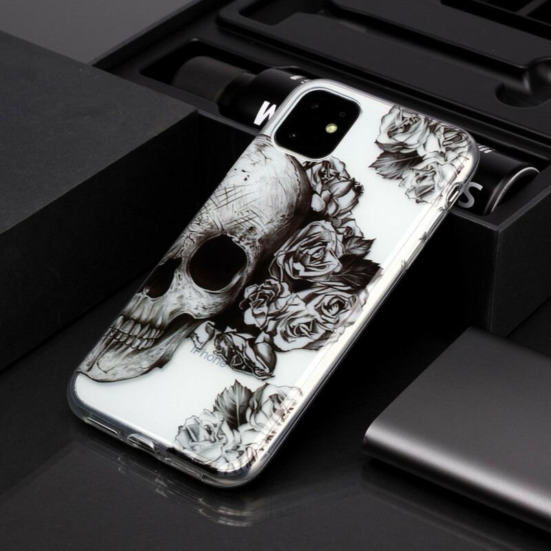 Capa Para iPhone 11 Crânio Floral Transparente