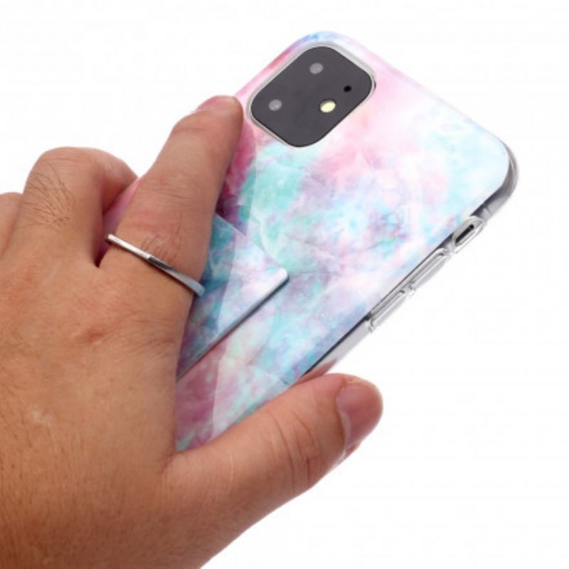 Capa Para iPhone 11 Design De Mármore Com Suporte De Anel