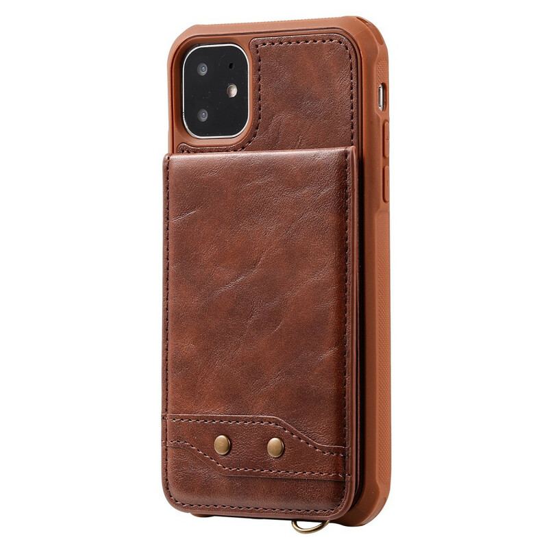 Capa Para iPhone 11 Flip Porta-cartões Dobrável Com Cordão