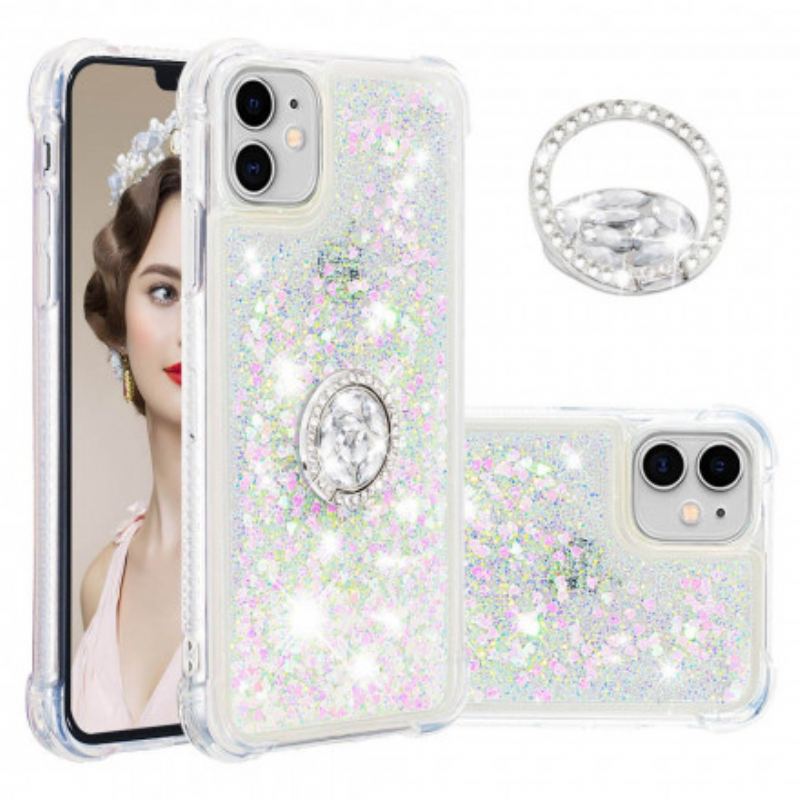 Capa Para iPhone 11 Lantejoulas Com Diamantes De Suporte De Anel