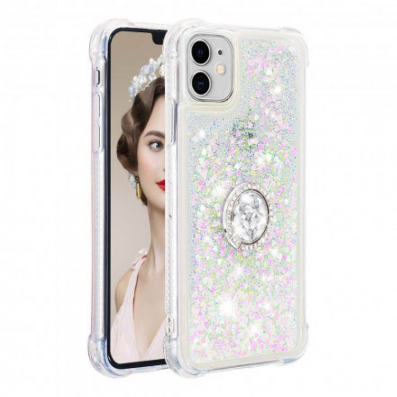 Capa Para iPhone 11 Lantejoulas Com Diamantes De Suporte De Anel