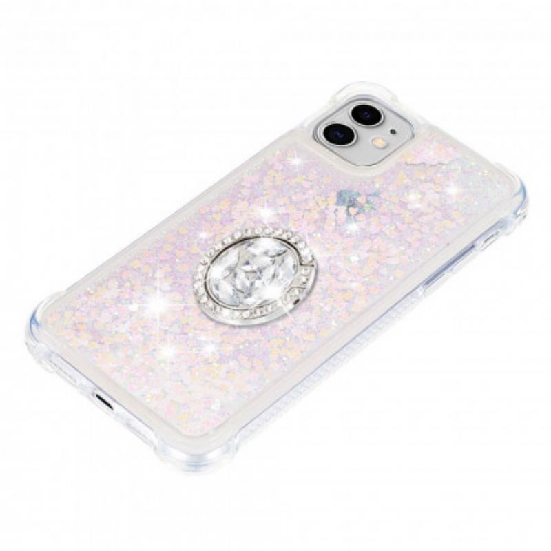 Capa Para iPhone 11 Lantejoulas Com Diamantes De Suporte De Anel