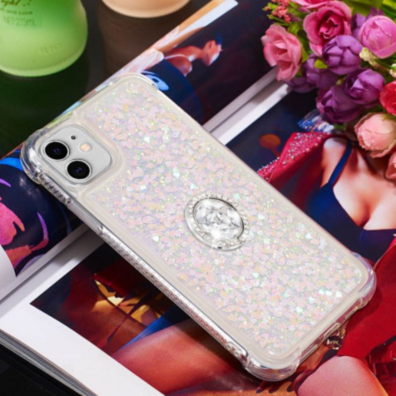 Capa Para iPhone 11 Lantejoulas Com Diamantes De Suporte De Anel