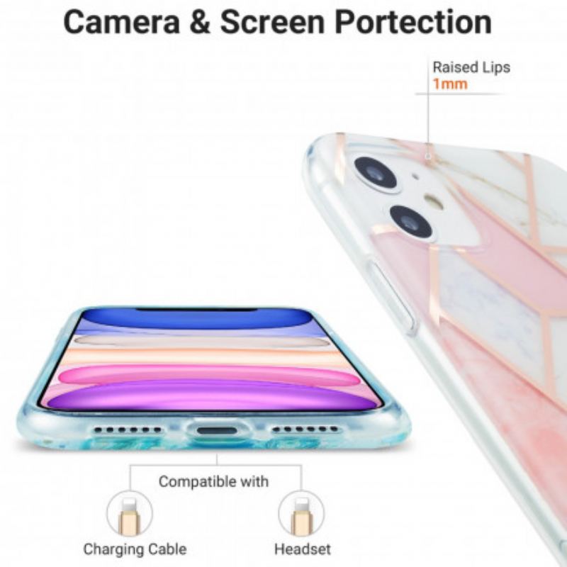 Capa Para iPhone 11 Mármore Geométrico Chamativo