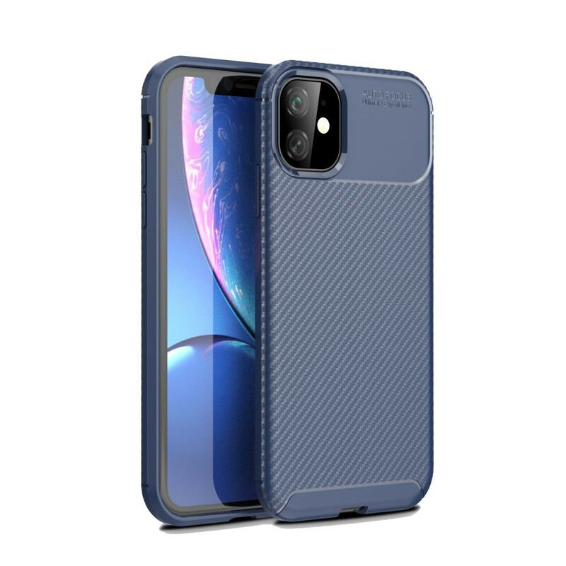 Capa Para iPhone 11 Textura Flexível De Fibra De Carbono