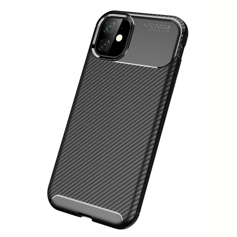 Capa Para iPhone 11 Textura Flexível De Fibra De Carbono