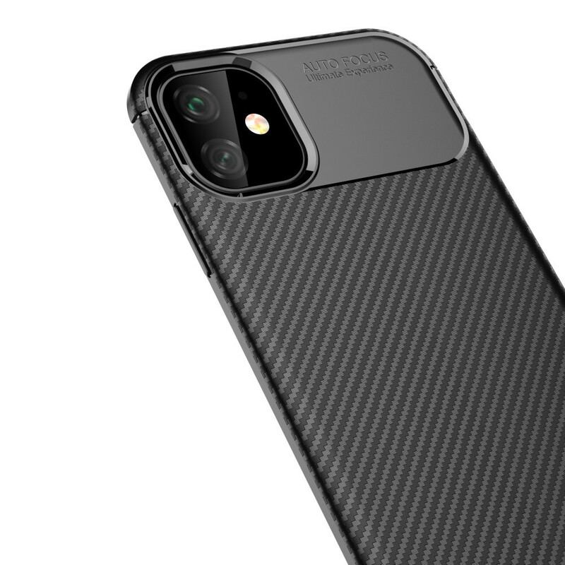 Capa Para iPhone 11 Textura Flexível De Fibra De Carbono