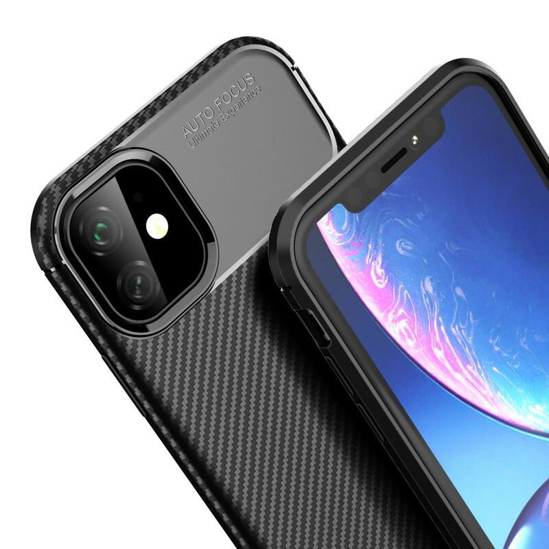 Capa Para iPhone 11 Textura Flexível De Fibra De Carbono