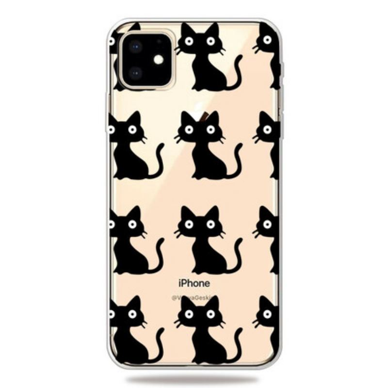 Capa Para iPhone 11 Vários Gatos Pretos