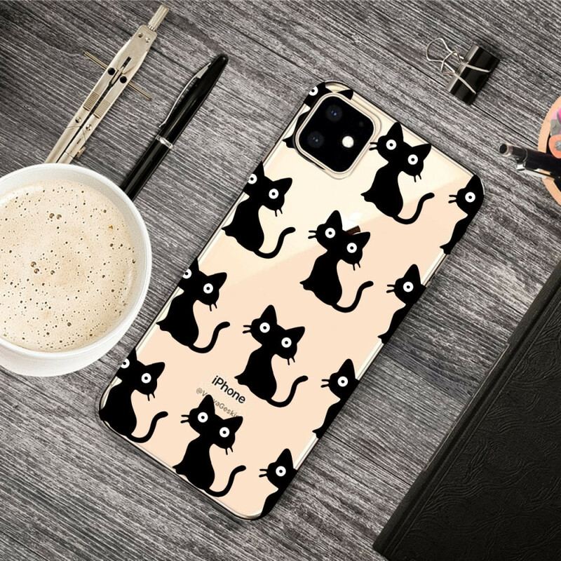 Capa Para iPhone 11 Vários Gatos Pretos