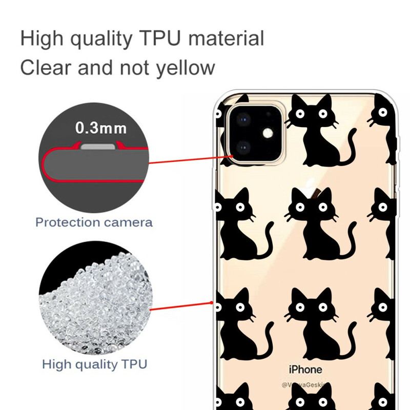 Capa Para iPhone 11 Vários Gatos Pretos