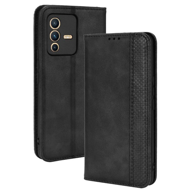 Capa De Celular Para Vivo V23 5G Flip Couro Sintético Estiloso