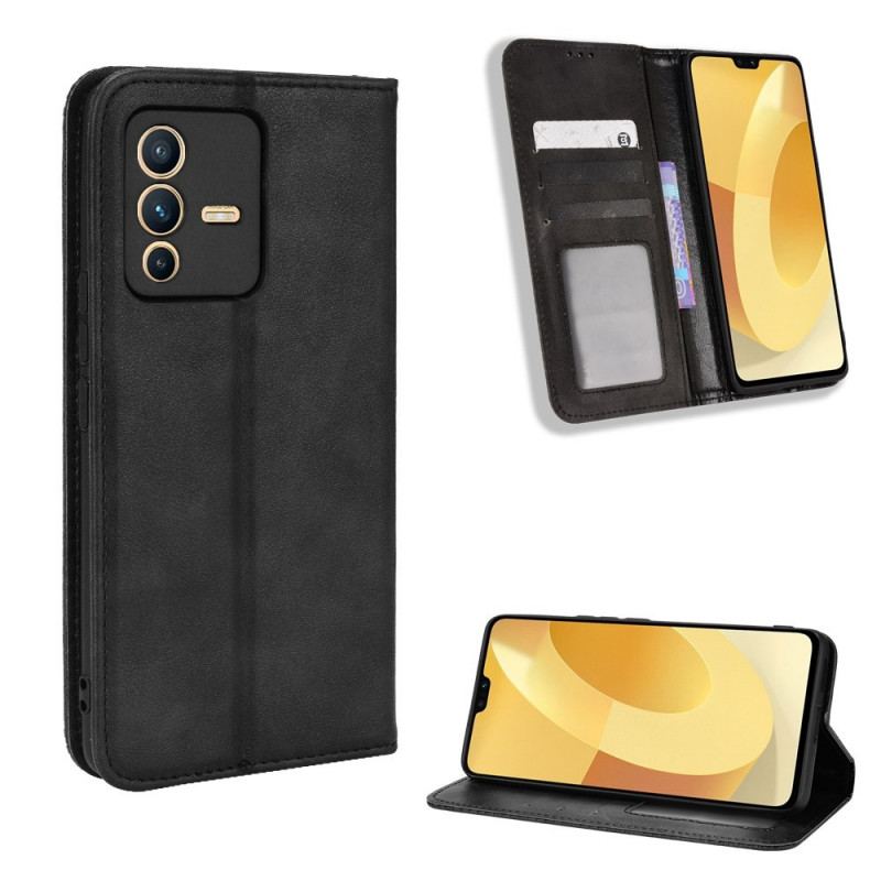 Capa De Celular Para Vivo V23 5G Flip Couro Sintético Estiloso