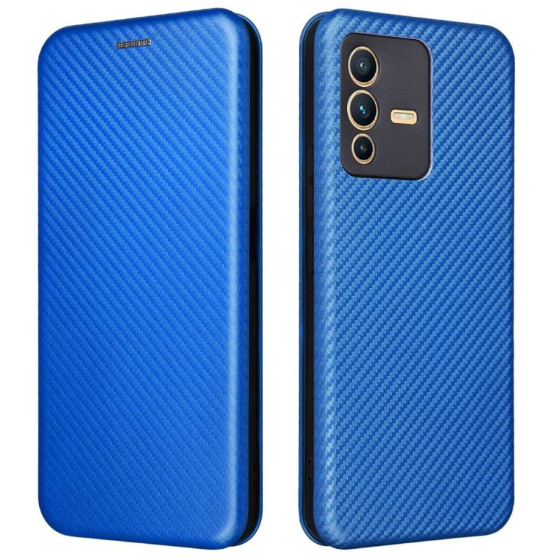 Capa De Celular Para Vivo V23 5G Flip Fibra De Carbono Colorida