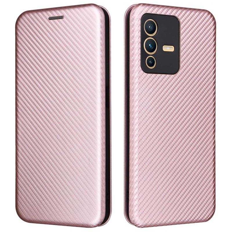 Capa De Celular Para Vivo V23 5G Flip Fibra De Carbono Colorida