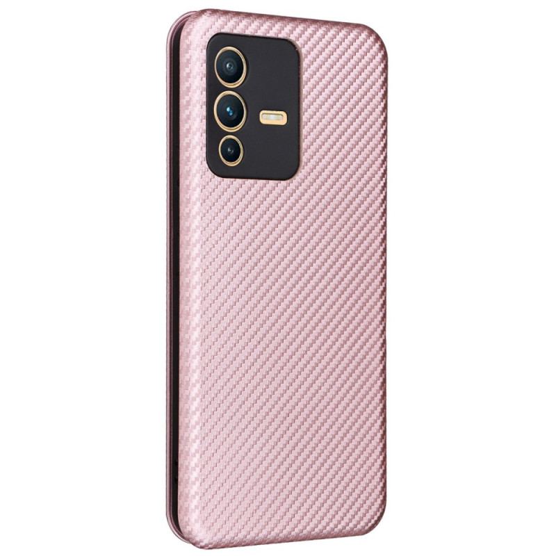 Capa De Celular Para Vivo V23 5G Flip Fibra De Carbono Colorida