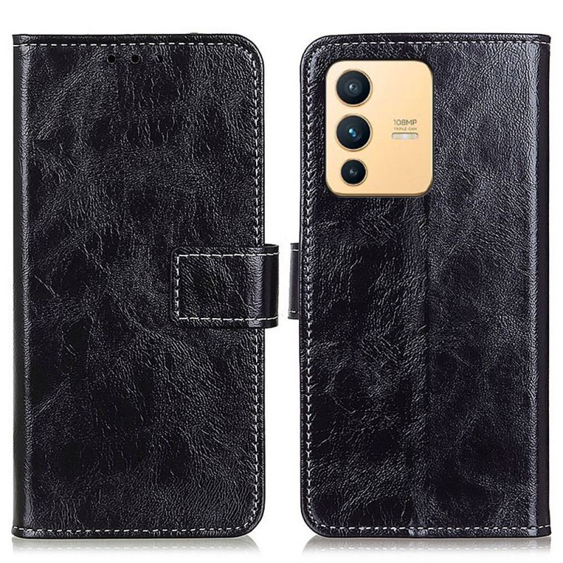 Capa Flip Para Vivo V23 5G Envernizado Com Costuras