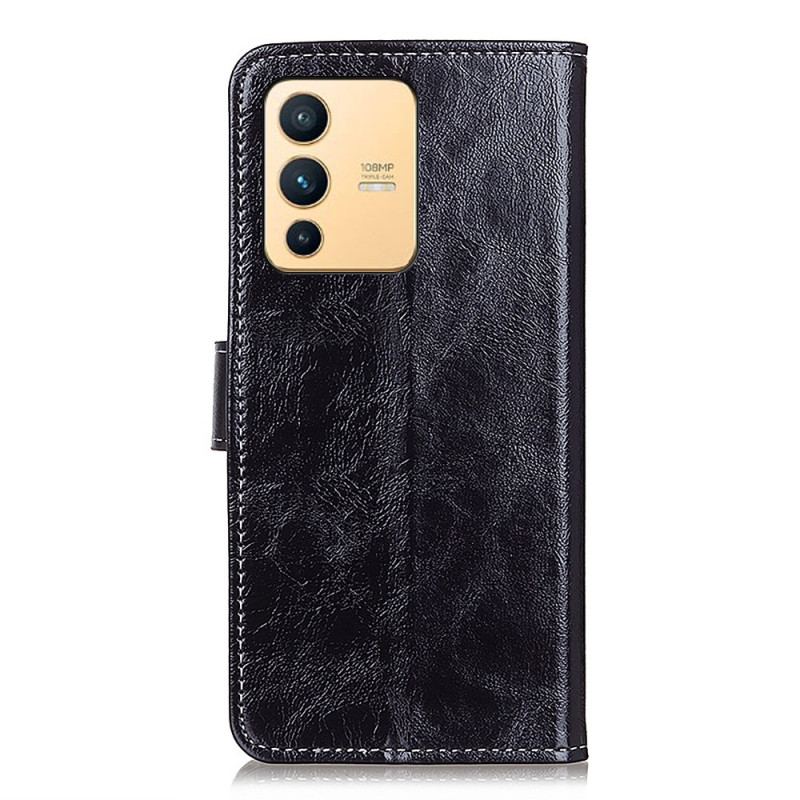 Capa Flip Para Vivo V23 5G Envernizado Com Costuras