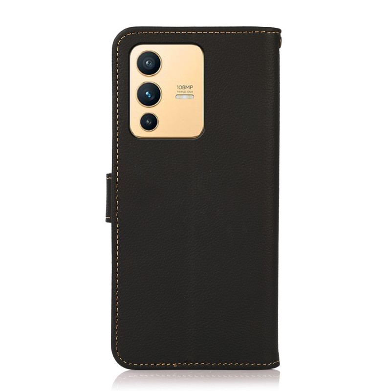 Capa Flip Para Vivo V23 5G Khazneh Rfid Couro Genuíno