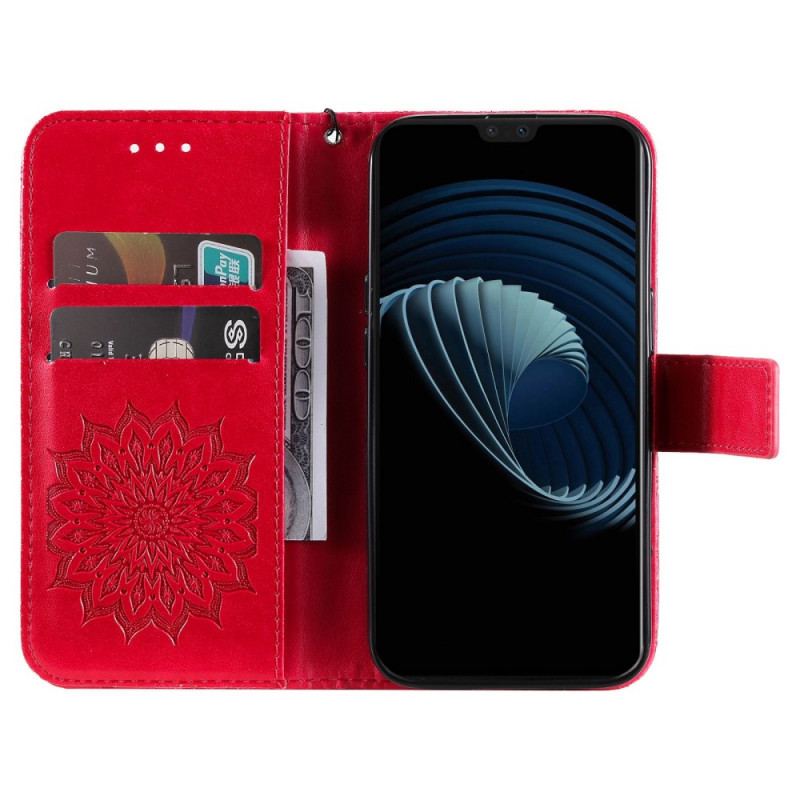 Capa Flip Para Vivo V23 5G Mandala Sol Com Cordão