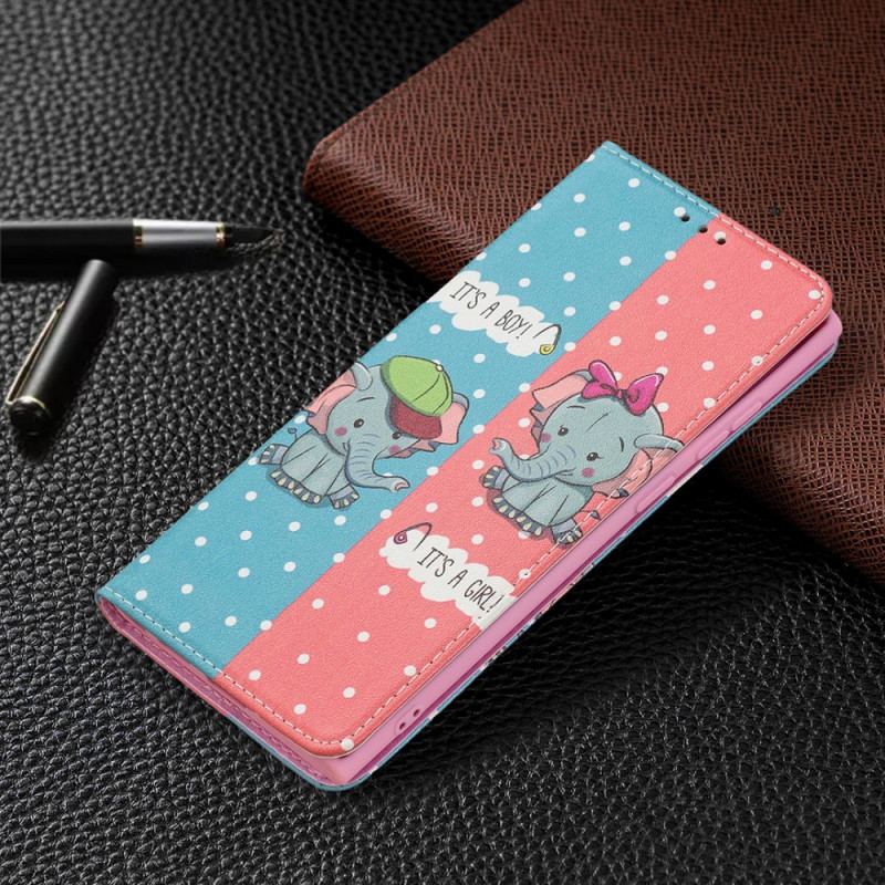 Capa De Celular Para Samsung Galaxy S22 Ultra 5G Flip Bebês Elefantes