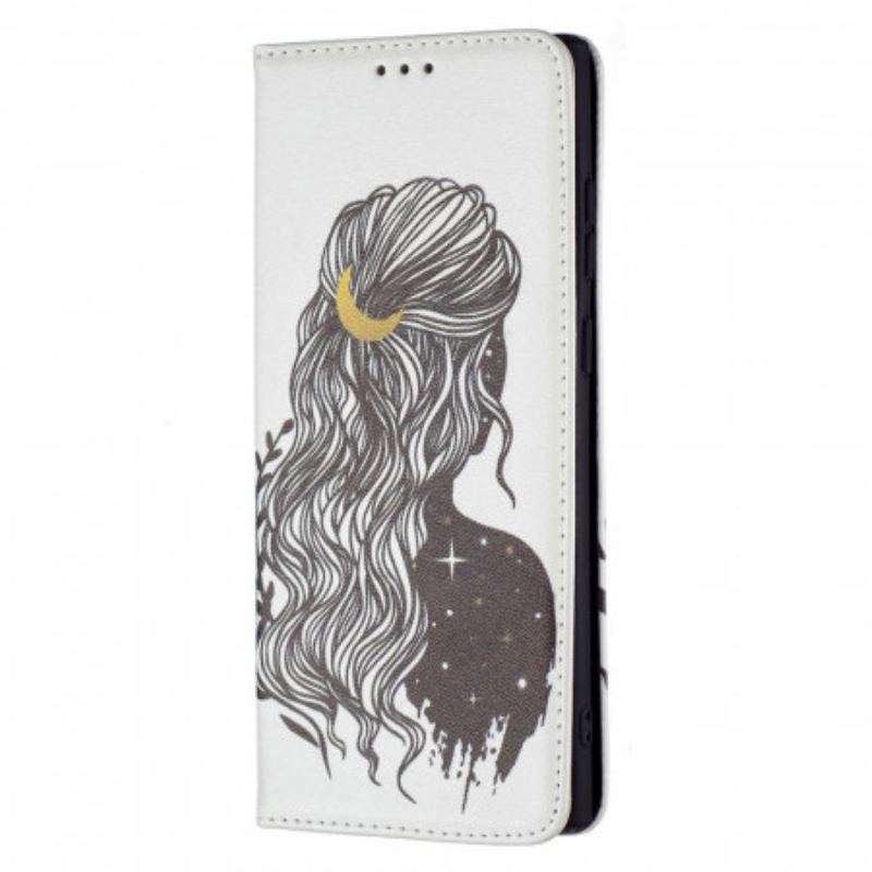 Capa De Celular Para Samsung Galaxy S22 Ultra 5G Flip Cabelo Bonito