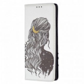 Capa De Celular Para Samsung Galaxy S22 Ultra 5G Flip Cabelo Bonito