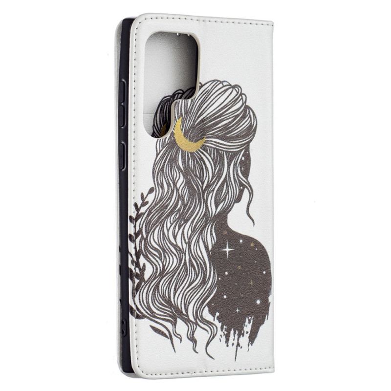 Capa De Celular Para Samsung Galaxy S22 Ultra 5G Flip Cabelo Bonito