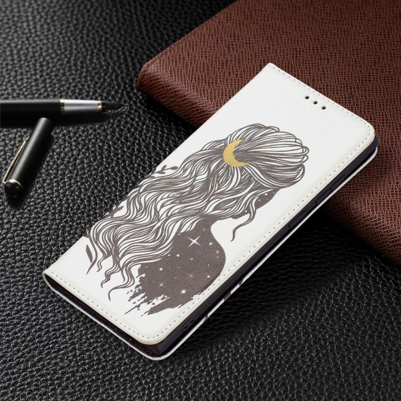 Capa De Celular Para Samsung Galaxy S22 Ultra 5G Flip Cabelo Bonito