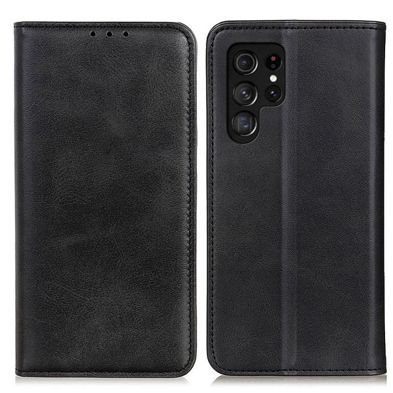 Capa De Celular Para Samsung Galaxy S22 Ultra 5G Flip Couro Rachado Elegância