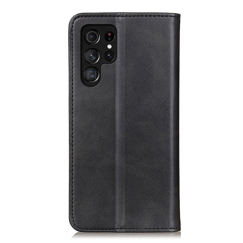 Capa De Celular Para Samsung Galaxy S22 Ultra 5G Flip Couro Rachado Elegância