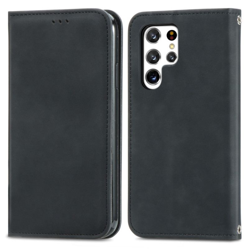 Capa De Celular Para Samsung Galaxy S22 Ultra 5G Flip Design De Toque De Pele