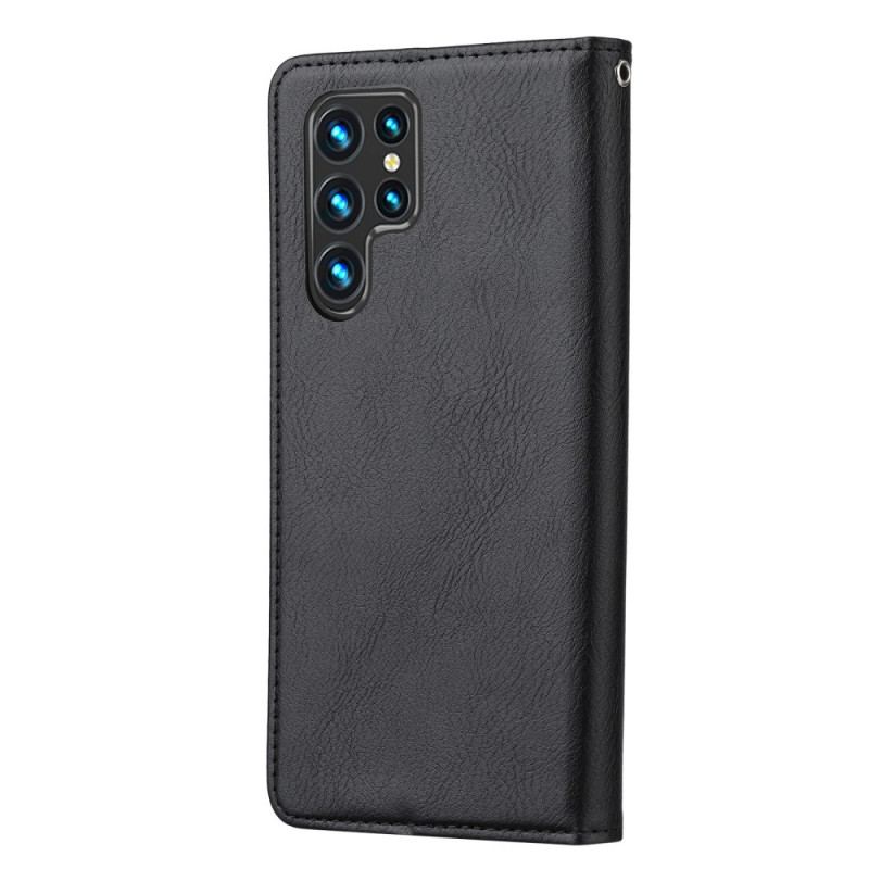 Capa De Celular Para Samsung Galaxy S22 Ultra 5G Flip Titular De Cartão De Couro Sintético