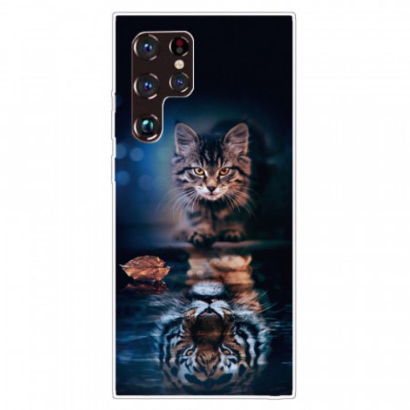 Capa De Celular Para Samsung Galaxy S22 Ultra 5G Reflexo Do Gato