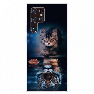 Capa De Celular Para Samsung Galaxy S22 Ultra 5G Reflexo Do Gato