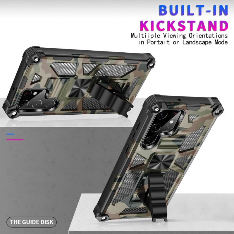 Capa De Celular Para Samsung Galaxy S22 Ultra 5G Suporte Removível De Camuflagem