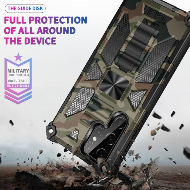 Capa De Celular Para Samsung Galaxy S22 Ultra 5G Suporte Removível De Camuflagem