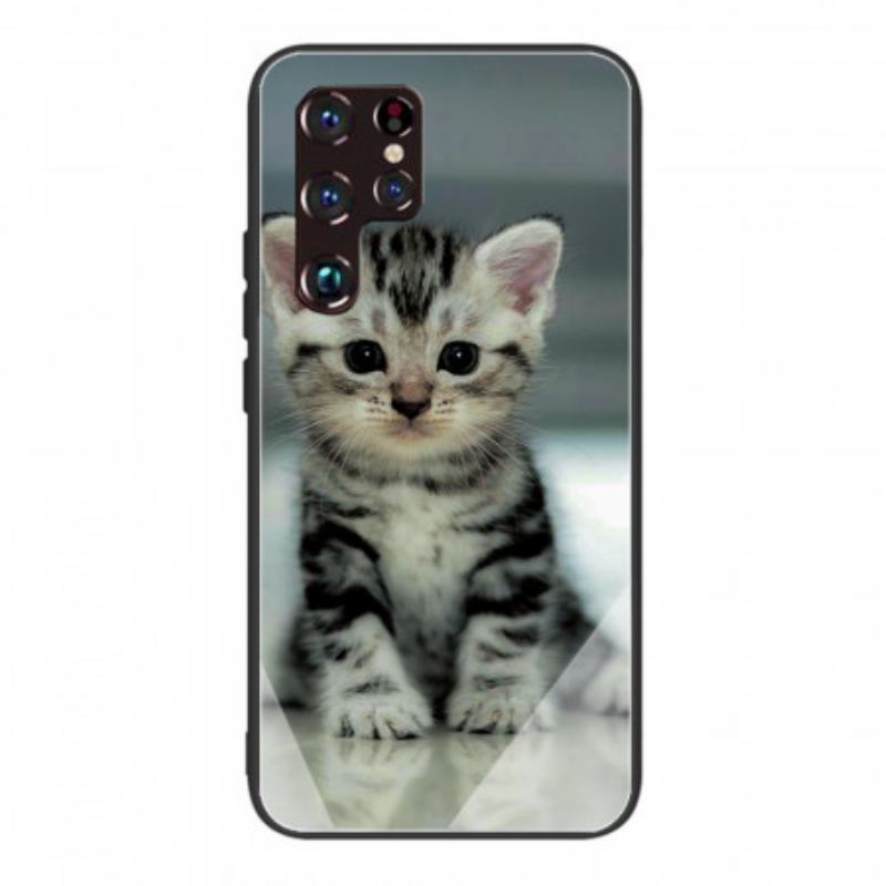 Capa De Celular Para Samsung Galaxy S22 Ultra 5G Vidro Temperado Gatinho