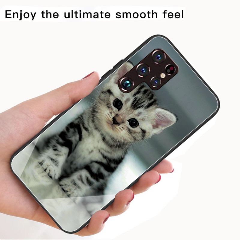 Capa De Celular Para Samsung Galaxy S22 Ultra 5G Vidro Temperado Gatinho