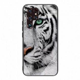 Capa De Celular Para Samsung Galaxy S22 Ultra 5G Vidro Temperado Tigre