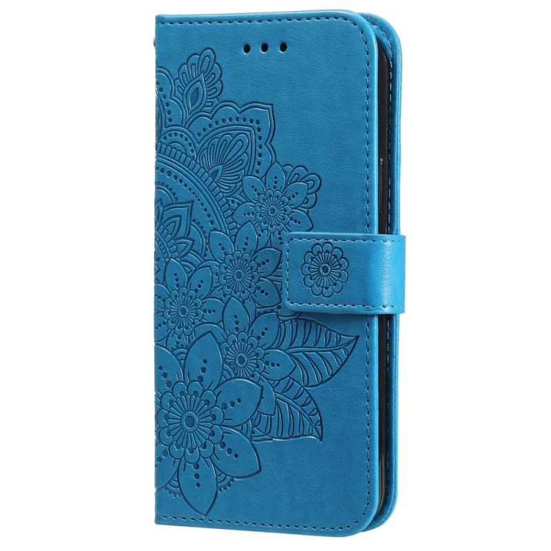 Capa De Couro Para Samsung Galaxy S22 Ultra 5G Flor Mandala