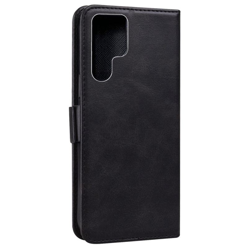 Capa De Couro Para Samsung Galaxy S22 Ultra 5G Gato E Borboletas