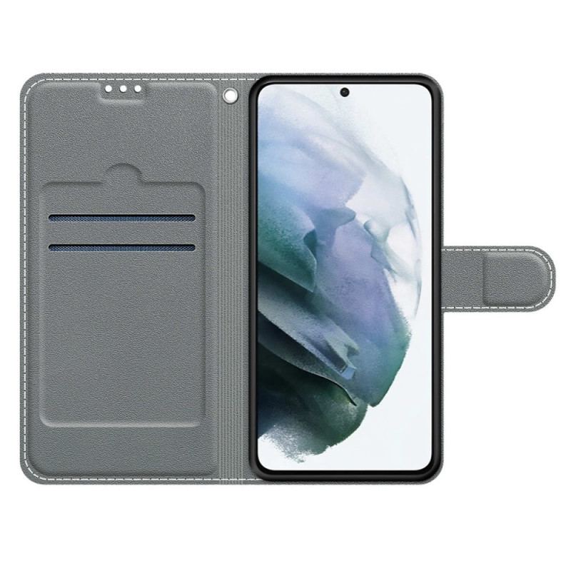 Capa De Couro Para Samsung Galaxy S22 Ultra 5G Lantejoulas Com Alça