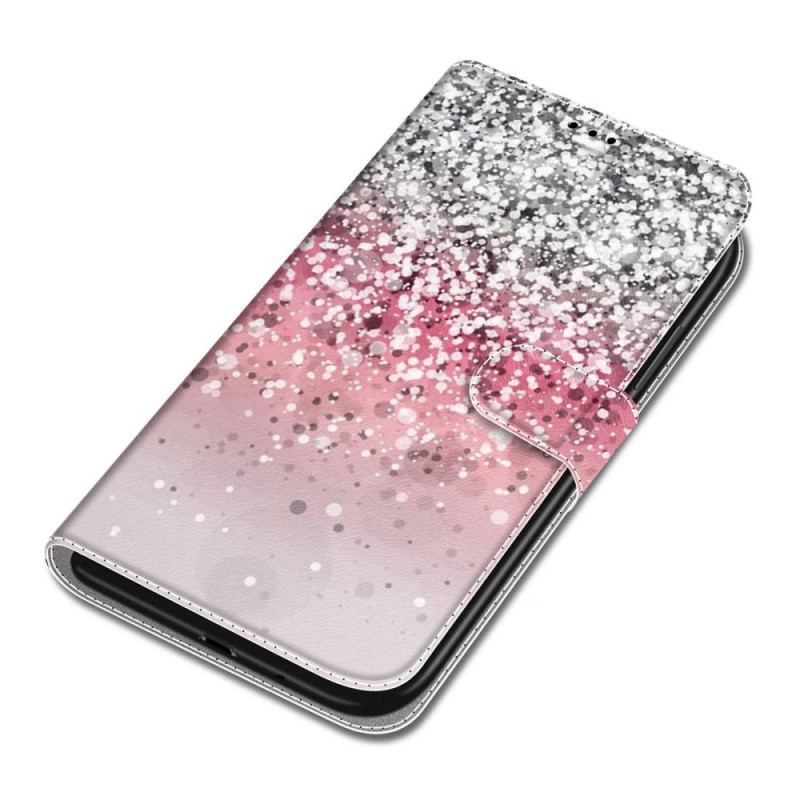 Capa De Couro Para Samsung Galaxy S22 Ultra 5G Lantejoulas Com Alça